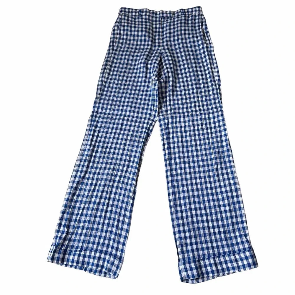 J. Crew Blue and White Checkered Pants